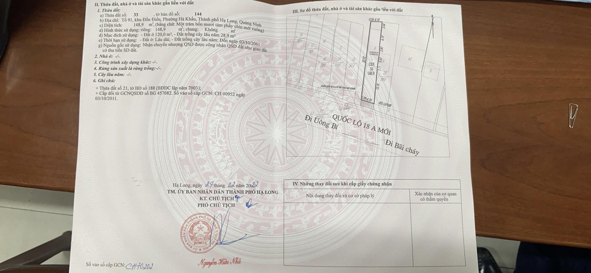 Bán đất mặt đường giá rẻ nhất thị trường tại khu Đồn Điền, Phường Hà Khẩu, TP Hạ Long